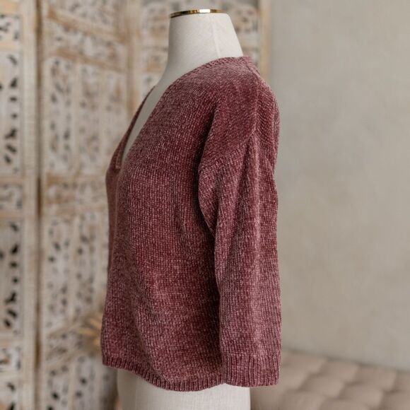 Women’s Express Dusty Rose Crop Chenille Sweater size XXS - Picture 4 of 8